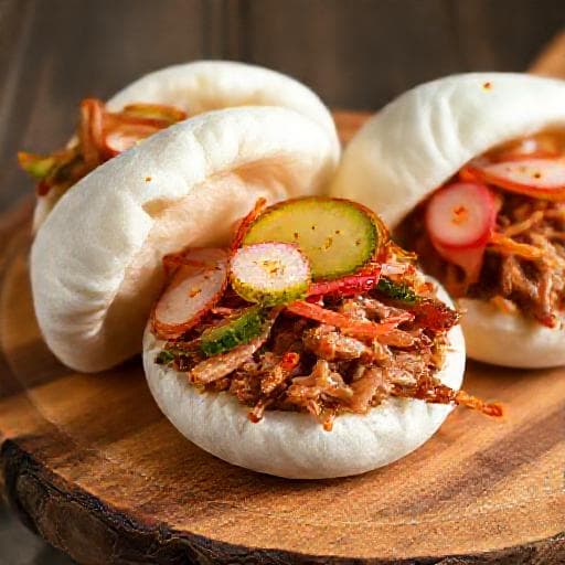 Bao cu Porc Gătit Lent și Murături (Twist Regional)