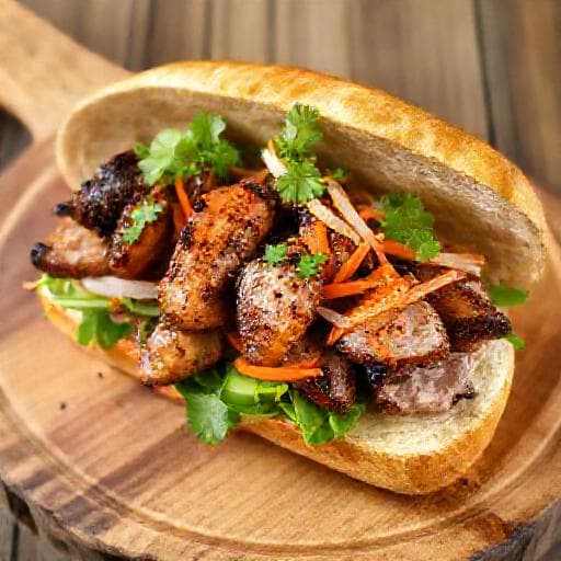 Bánh Mì Cu Porc Nướng Sả (Grătar cu Lemongrass)