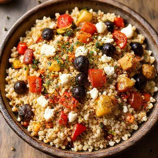 Cușcuș Mediteranean cu Legume Coapte și Brânză Feta