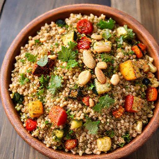 Tabbouleh cu Grâu Integral și Legume Coapte
