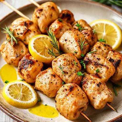 Souvlaki de pui cu lămâie și rozmarin