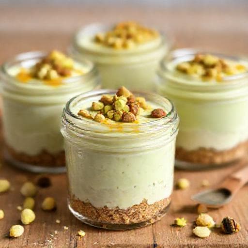 Cheesecake rapid cu fistic și cremă de brânză