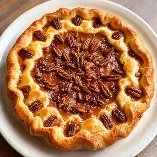 Plăcintă Rapidă cu Nuci Pecan și Caramel