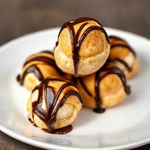 Profiterol Rapid cu Cremă de Vanilie și Sos de Ciocolată