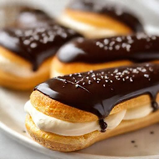 Eclere Clasice cu Cremă de Patiserie și Glazură de Ciocolată