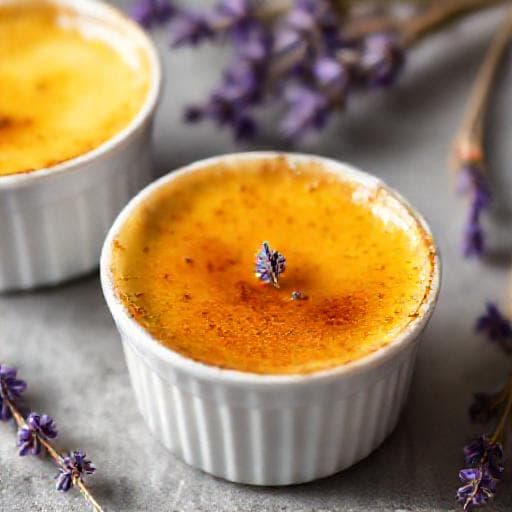 Crème brûlée cu lavandă și miere