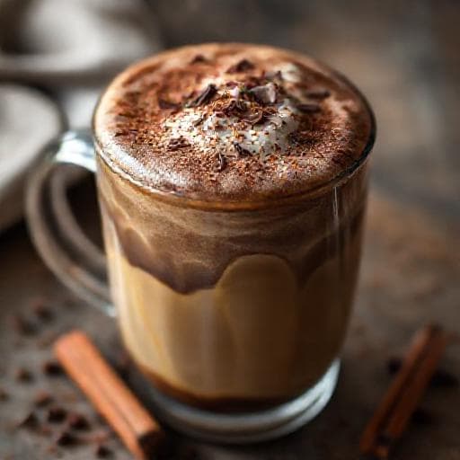 Cafea Dalgona cu Ciocolată și Scorțișoară