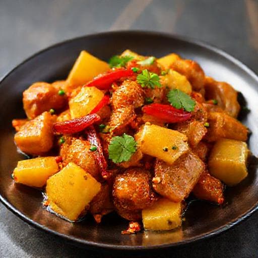 Pui cu Ananas și Sos Dulce-Acrisor cu Note de Ghimbir și Chili