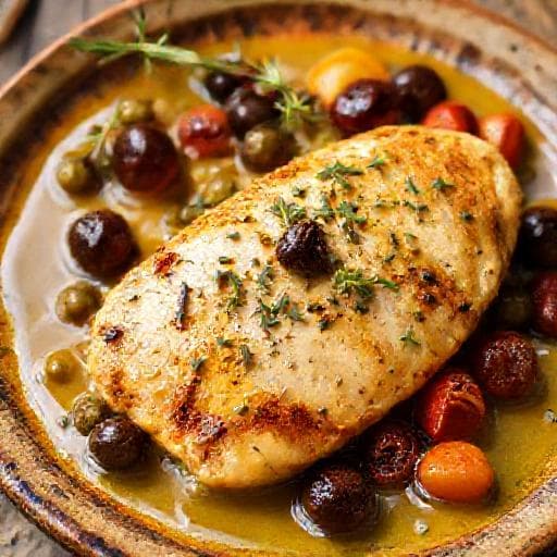 Pui Piccata cu Lămâie și Capere, Stil Mediteranean