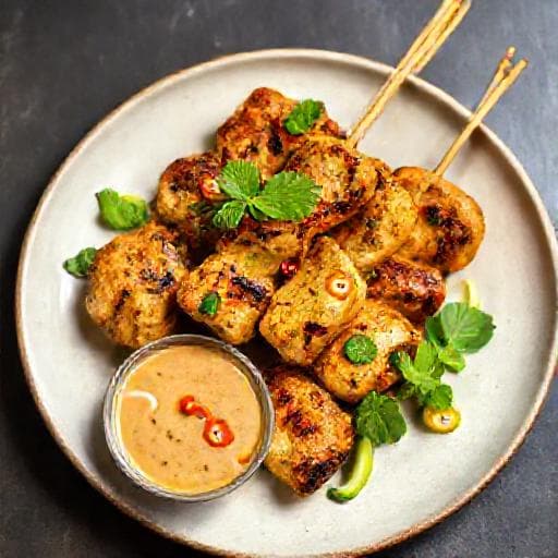 Pui Satay cu Arome de Curry Verde
