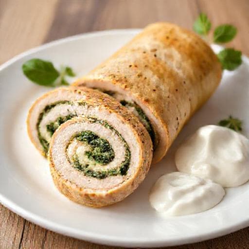 Ruladă rapidă de pui cu spanac și smântână