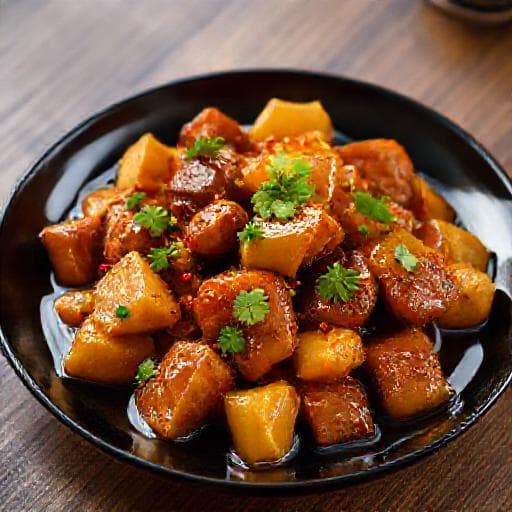 Porc cu Ananas și Sos Caramel (Twist Creativ)