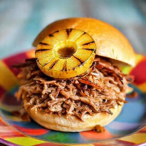 Burger cu Pulled Pork și Ananas (Twist Tropical)