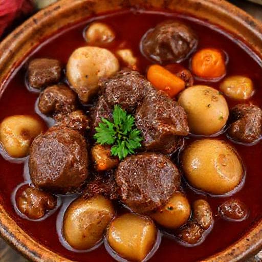 Vită în Sos de Vin Roșu (Boeuf Bourguignon Clasici)