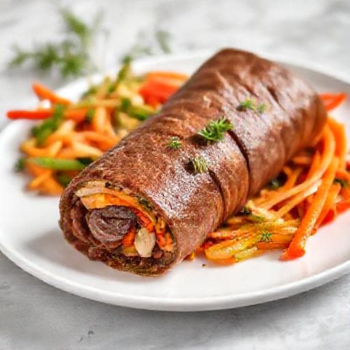 Ruladă rapidă de vită cu legume la tigaie