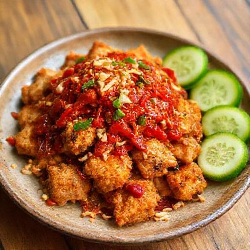 Tempe Penyet Sambal Ulek Tradisional