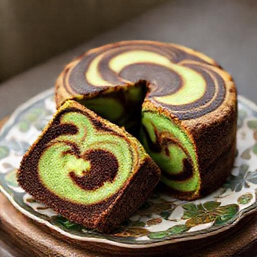 Bolu Marmer Pandan Cokelat