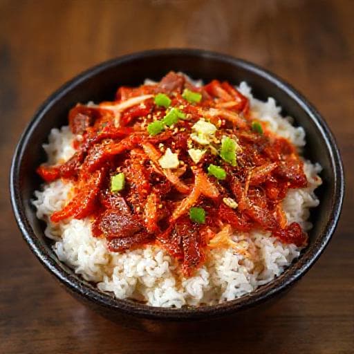 Gyudon Pedas ala Korea (Buldak Gyudon)