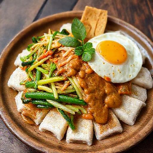 Nasi Pecel Madiun Komplet dengan Lontong
