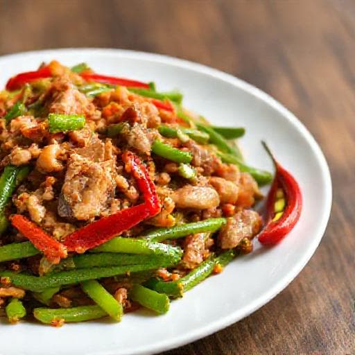 ผัดสะตอหมูสับ (แบบดั้งเดิม)