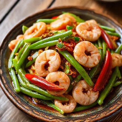 ผัดสะตอกุ้งสด