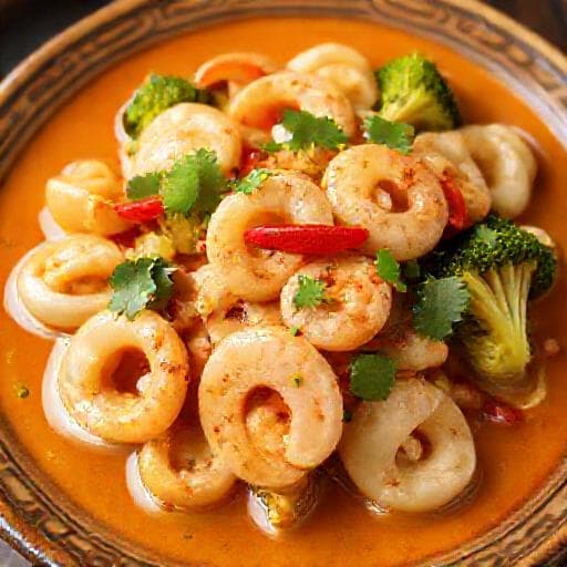 ปลาหมึกผัดไข่เค็มทรงเครื่อง