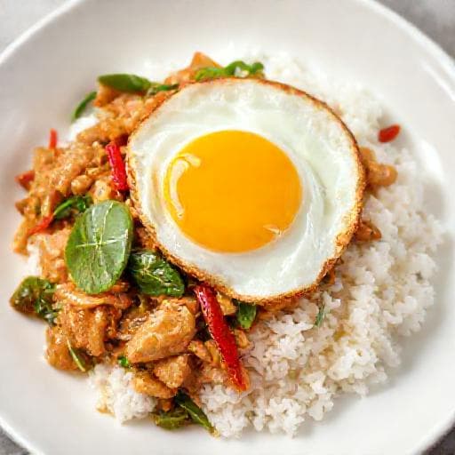 ผัดกะเพราไก่ไข่ดาว