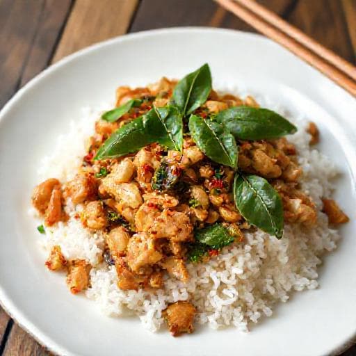 ผัดกะเพราไก่แบบเร่งด่วน (ไม่ใส่พริกสด)
