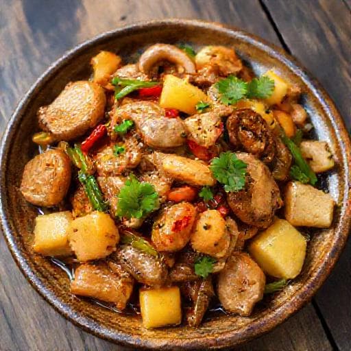 หมูผัดเปรี้ยวหวานทรงเครื่อง (ใส่เห็ดหูหนู)