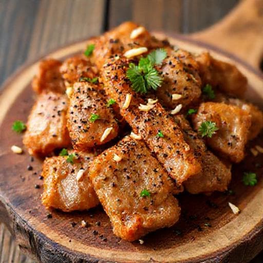 หมูทอดกระเทียมพริกไทยดำ (ประยุกต์)