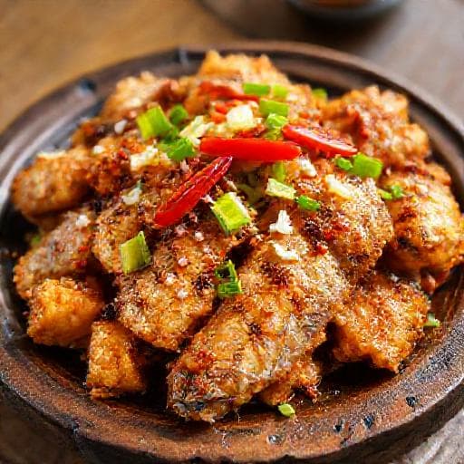 ปลาอินทรีทอดน้ำปลาผัดพริกเกลือ