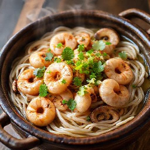 กุ้งอบวุ้นเส้นทรงเครื่อง (ใส่เห็ดหอม)