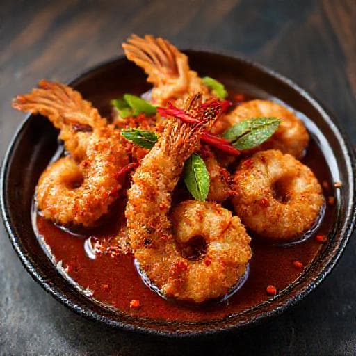 กุ้งซอสมะขามผัดพริกเผา