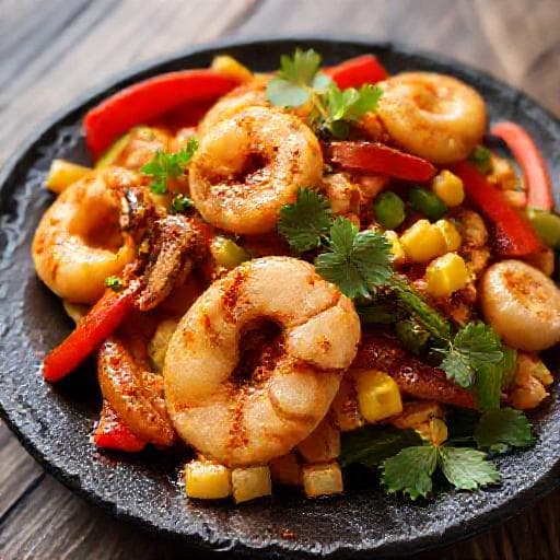 กุ้งผัดพริกเกลือทรงเครื่อง