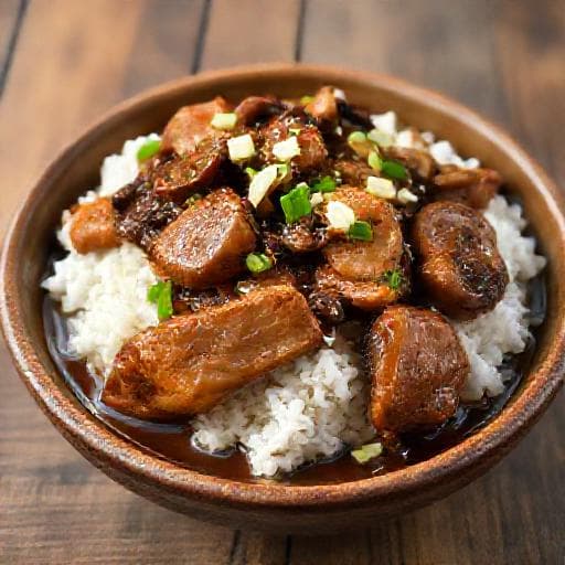 ข้าวหน้าไก่ซอสเต้าเจี้ยว