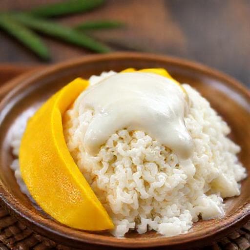 ข้าวเหนียวมะม่วงน้ำกะทิใบเตย