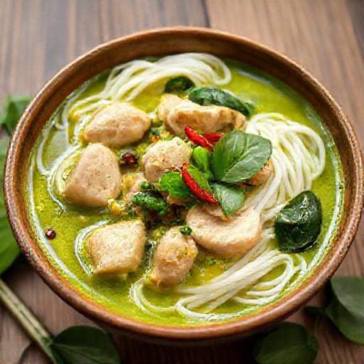 ขนมจีนแกงเขียวหวานไก่ (แบบดั้งเดิม)