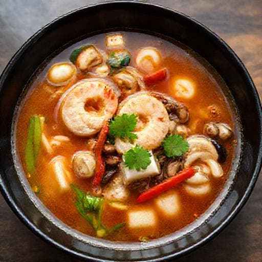 แกงเลียงกุ้งสดใส่เห็ดรวมและเต้าหู้