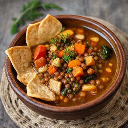 قرصان بالخضار والعدس (نباتي)