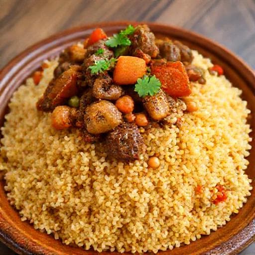 كسكسي جزائري تقليدي بالخضار واللحم