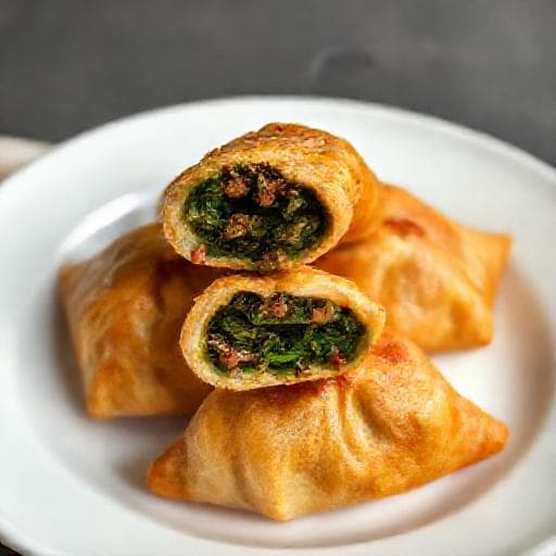 براغ بالسبانخ والبصل المكرمل