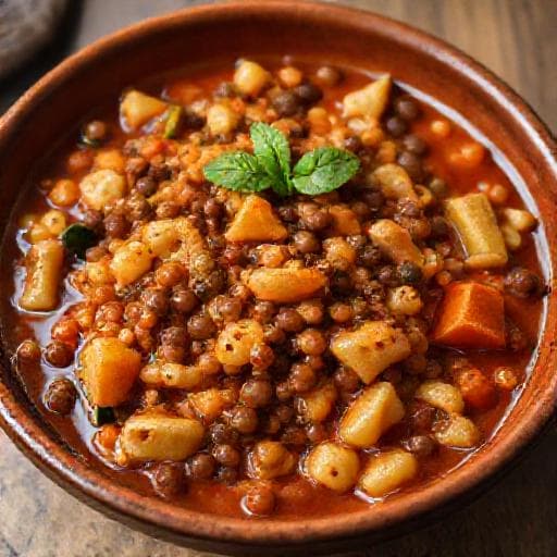 مبكبكة بالخضروات والعدس (نباتي)