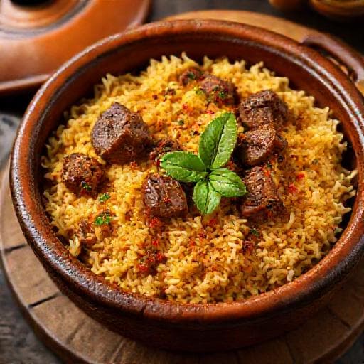 مجبوس لحم بالبهارات الهندية