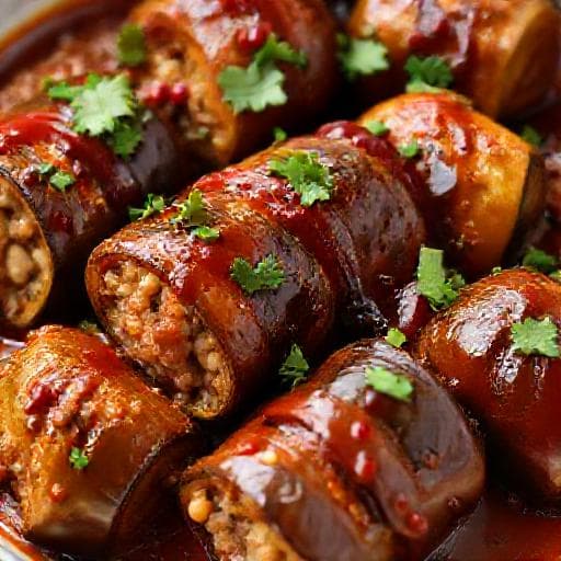 دولمة الباذنجان والكوسا المحشوة