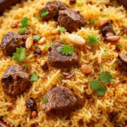 مجبوس لحم الضأن مع البهارات الكويتية الخاصة
