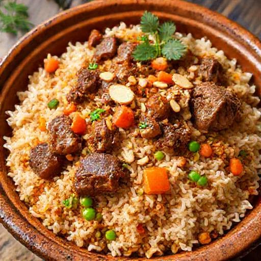 مكبوس لحم الضأن مع الخضروات