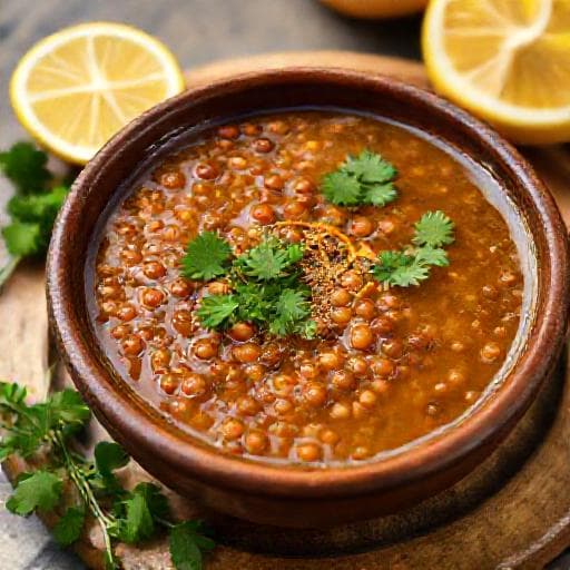 عدس بحامض مع الكزبرة والكمون