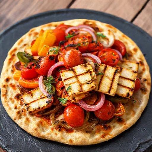 مناقيش جبنة مع الخضار المشوية