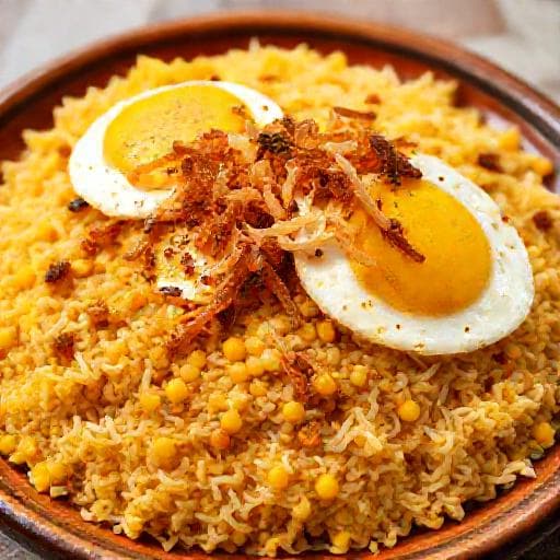 كشري الأسكندراني (بالأرز بالشعرية والعدس الأصفر)