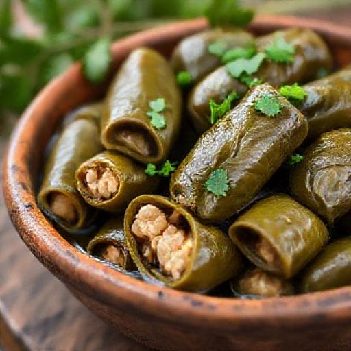 محشي ورق عنب سريع بالدجاج